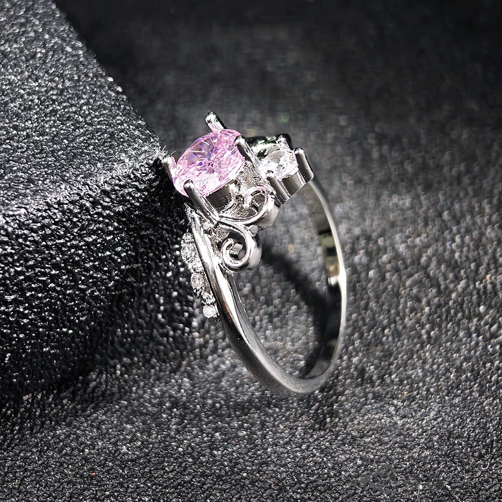 Pink Diamond Coronation S925 Sterling Silver Crown Ring
