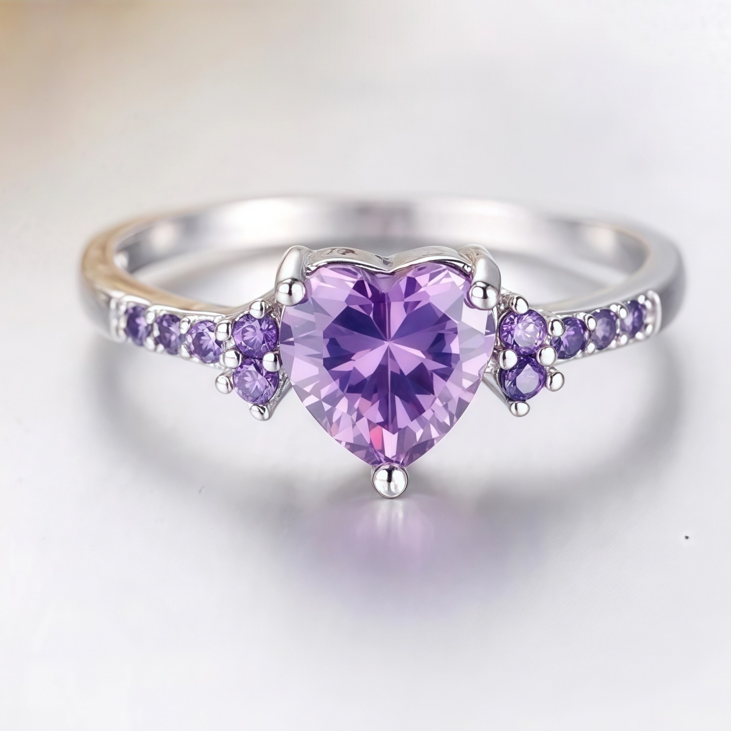 Heart of Color S925 Sterling Silver Heart Gemstone Ring