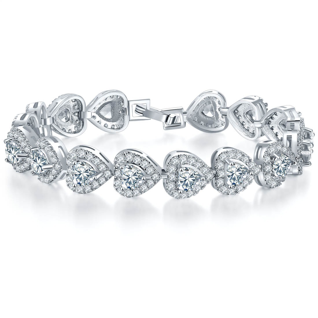 Heart Whispers S925 Sterling Silver Heart Diamond Bracelet Romantic Guardian on Your Wrist