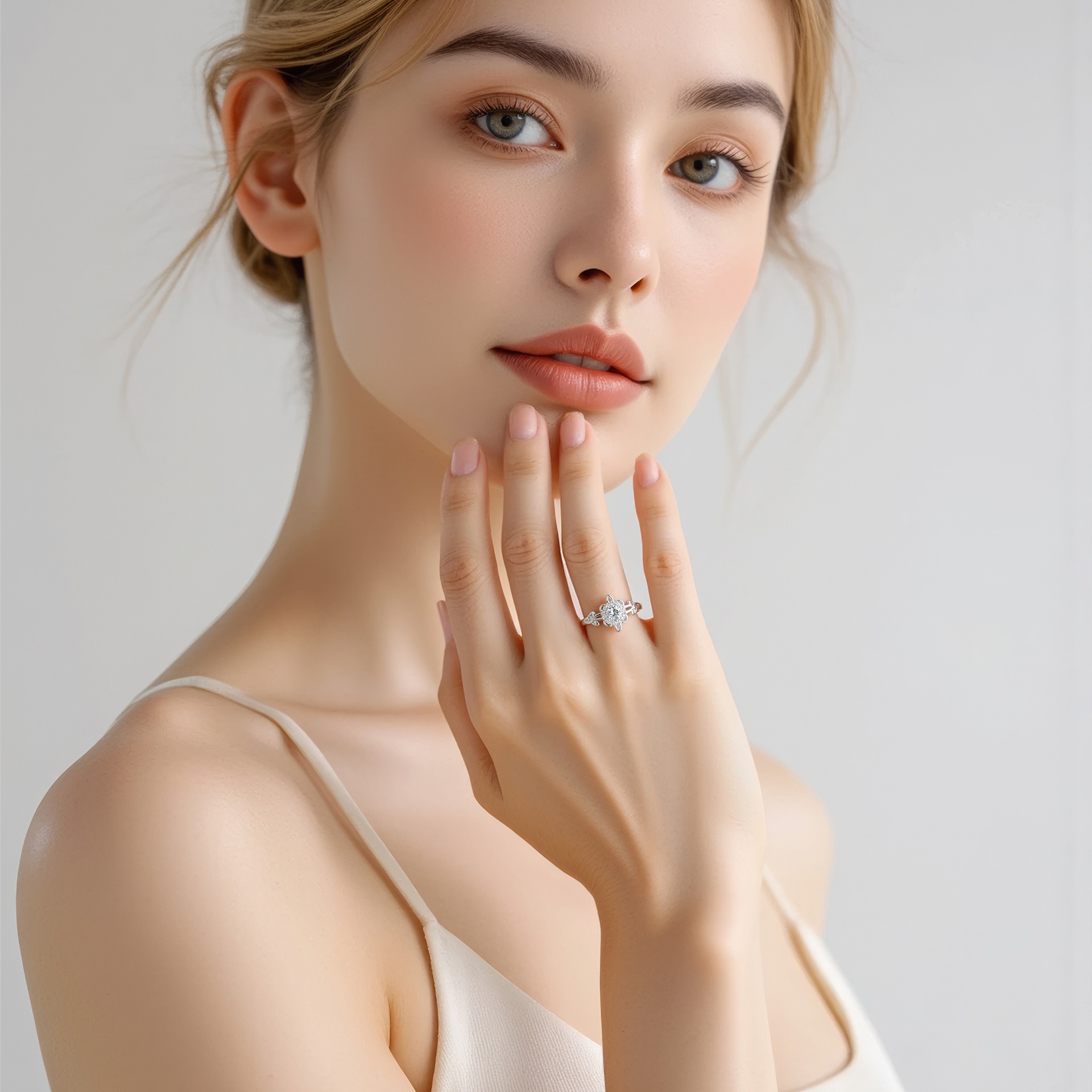 Celtic Guardian Blossom S925 Sterling Silver Platinum Plated Diamond Ring Timeless Strength Protection