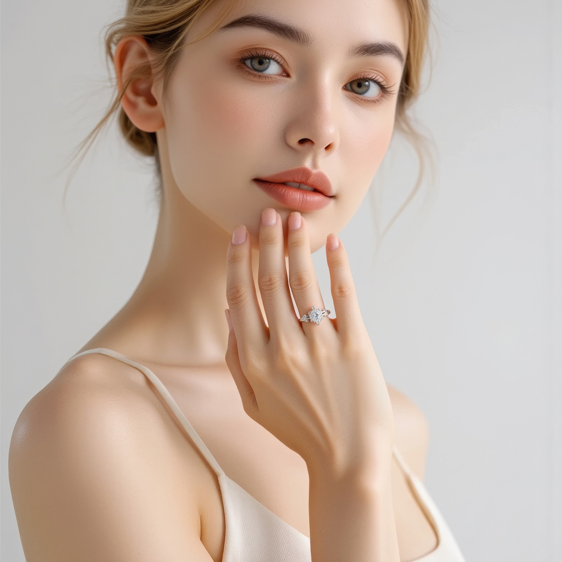 Celtic Guardian Blossom S925 Sterling Silver Platinum Plated Diamond Ring Timeless Strength Protection