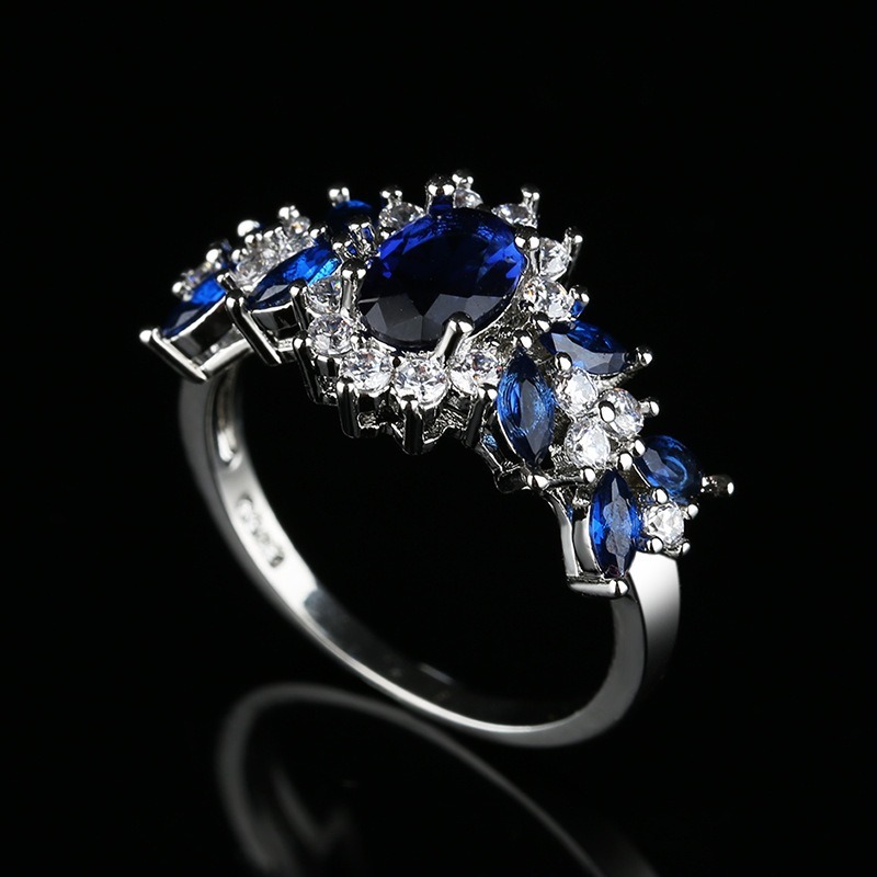 Blossom Whisper S925 Sterling Silver Two-Tone Flower Cluster Gem Ring