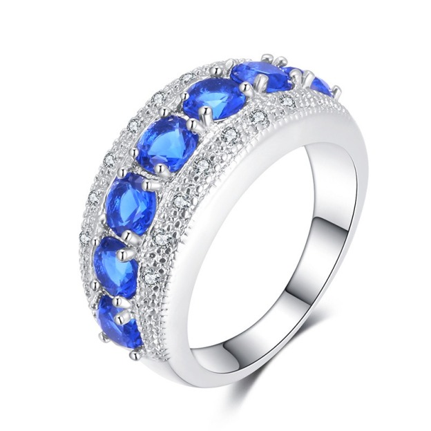 Stellar Row Platinum-Plated Multi-Color Gem Row Ring