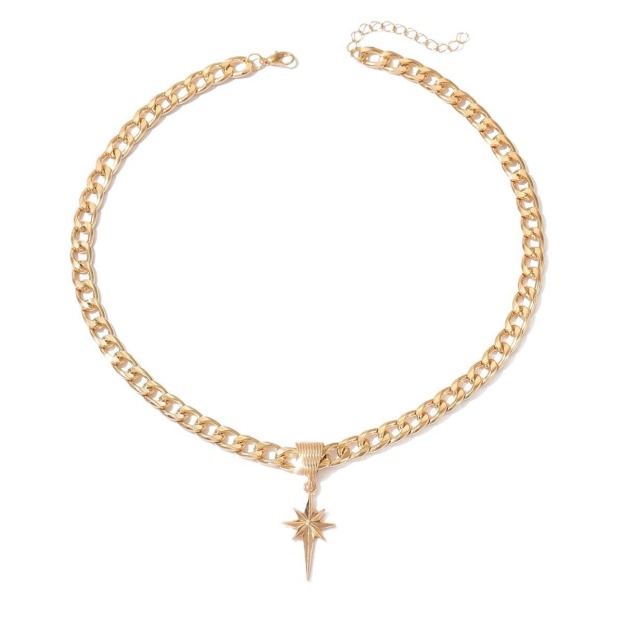 Starlight Guidance Two-Tone Cuban Link Starburst Necklace