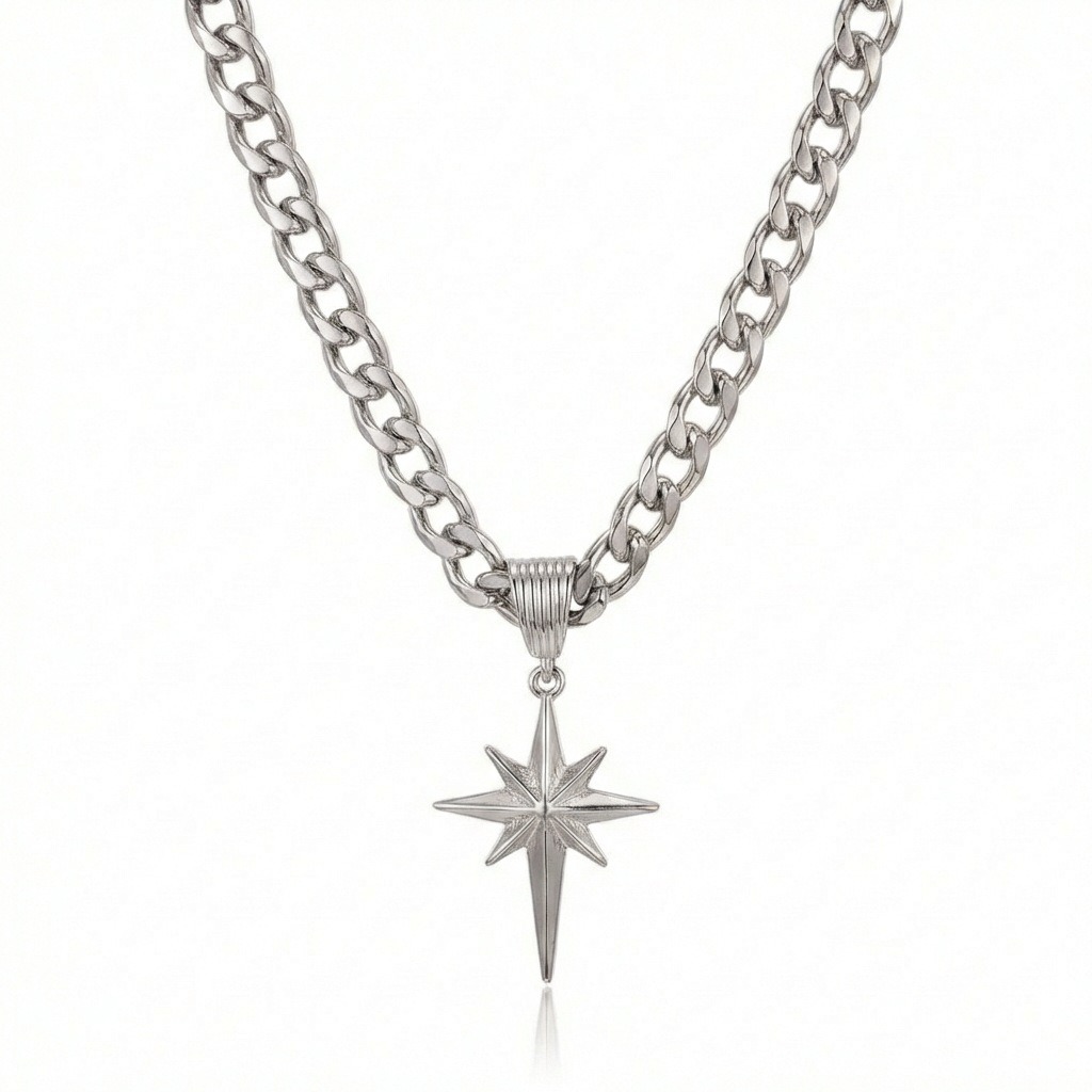 Starlight Guidance Two-Tone Cuban Link Starburst Necklace