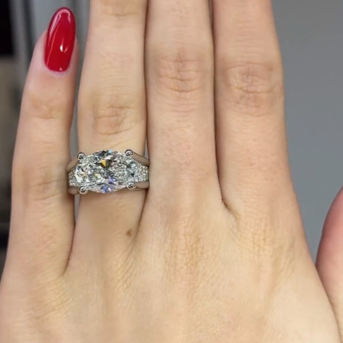 Oval Brilliance Platinum Four-Prong Oval Diamond Ring