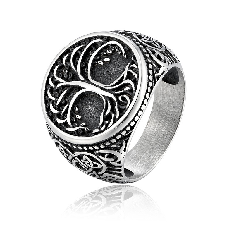 Tree of Life Guardian S925 Silver Celtic Knot Vintage Oxidized Ring