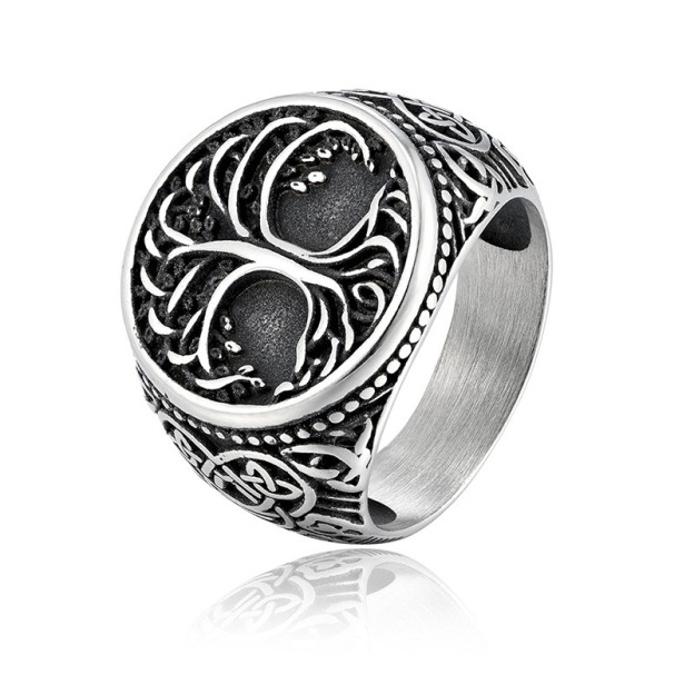 Tree of Life Guardian S925 Silver Celtic Knot Vintage Oxidized Ring