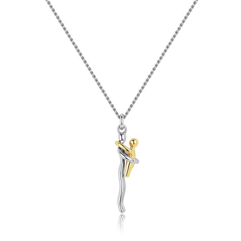 Eternal Embrace Two-Tone Hug Motif Mother's Day Necklace