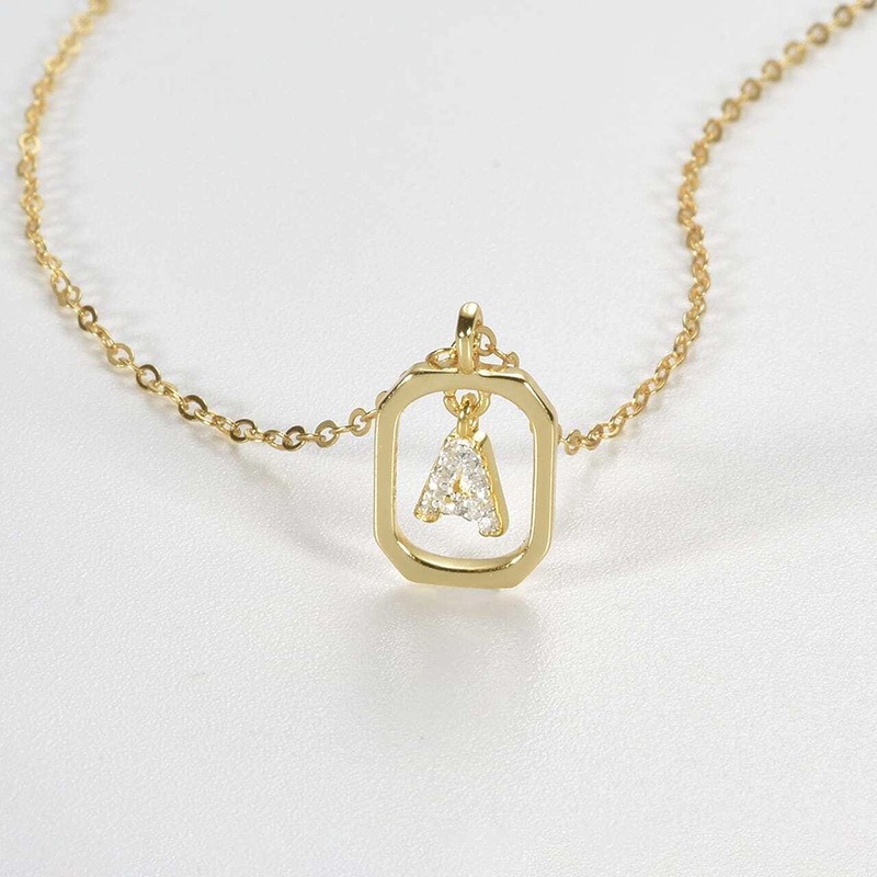 Personalized Touch 18K Gold Diamond 26 Letters Rotating Tag Necklace