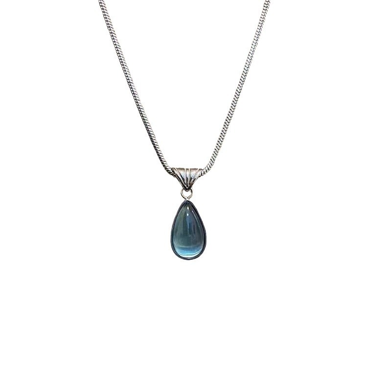 Mermaid's Tear S925 Sterling Silver Aquamarine Teardrop Necklace