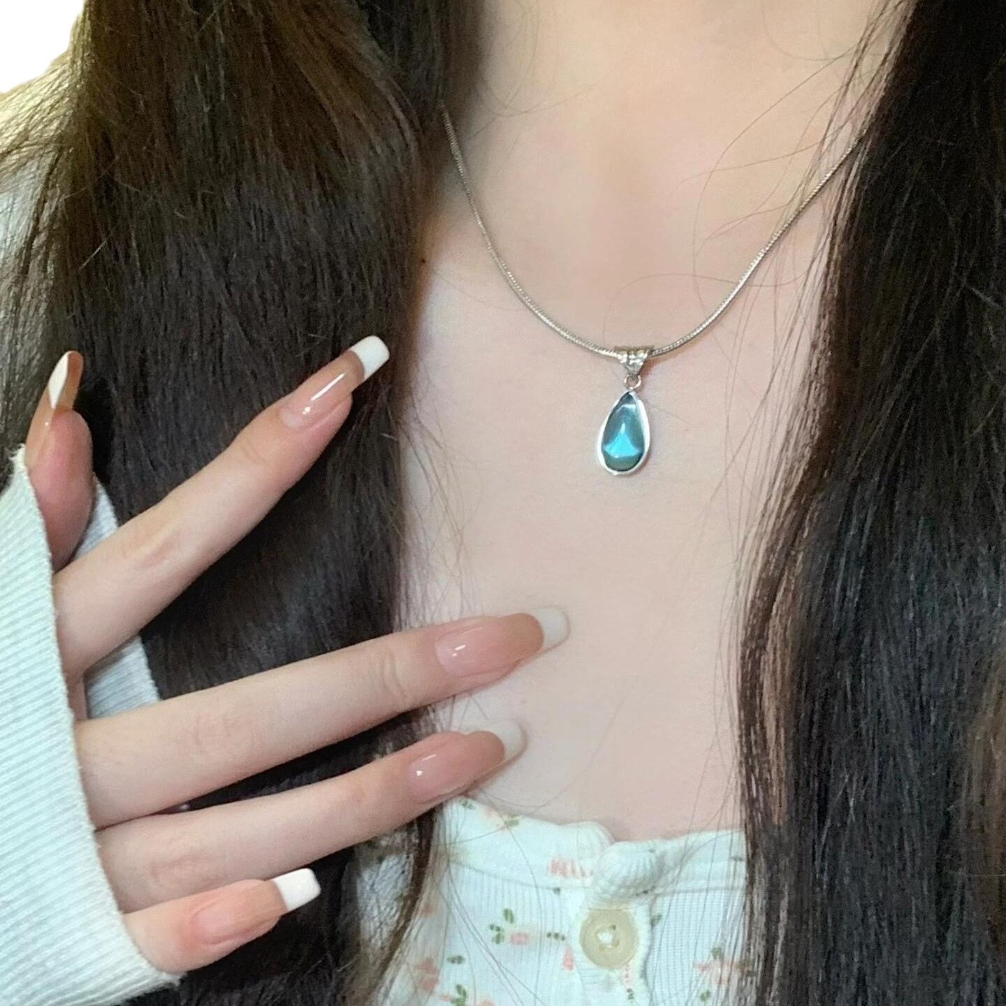 Mermaid's Tear S925 Sterling Silver Aquamarine Teardrop Necklace