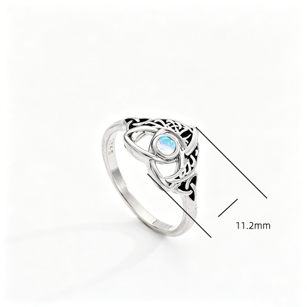 Celtic Protection S925 Silver Moonstone Ring