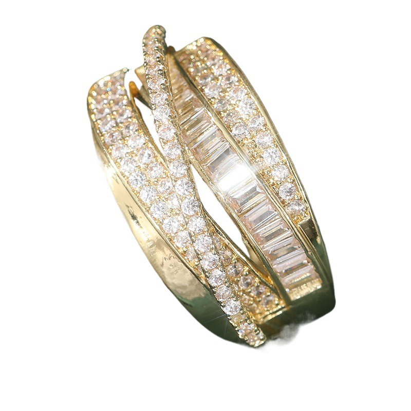 Interwoven Sparkle 18K Gold/White Gold Multi-Layer Pave Open Ring