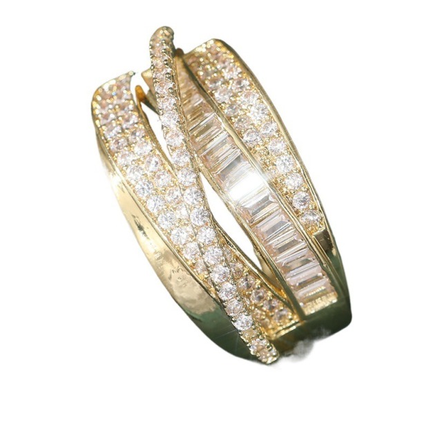 Interwoven Sparkle 18K Gold/White Gold Multi-Layer Pave Open Ring
