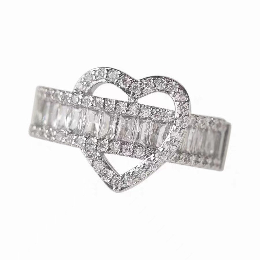 Heart Desire Two-Tone Hollow Heart Baguette Ring