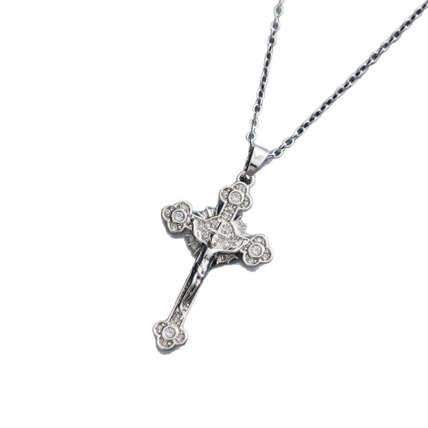 Sacred Heart Redemption Two-Tone Jesus Cross Necklace