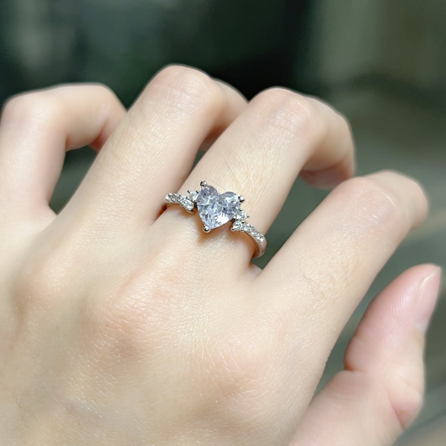 Heart of Color S925 Sterling Silver Heart Gemstone Ring