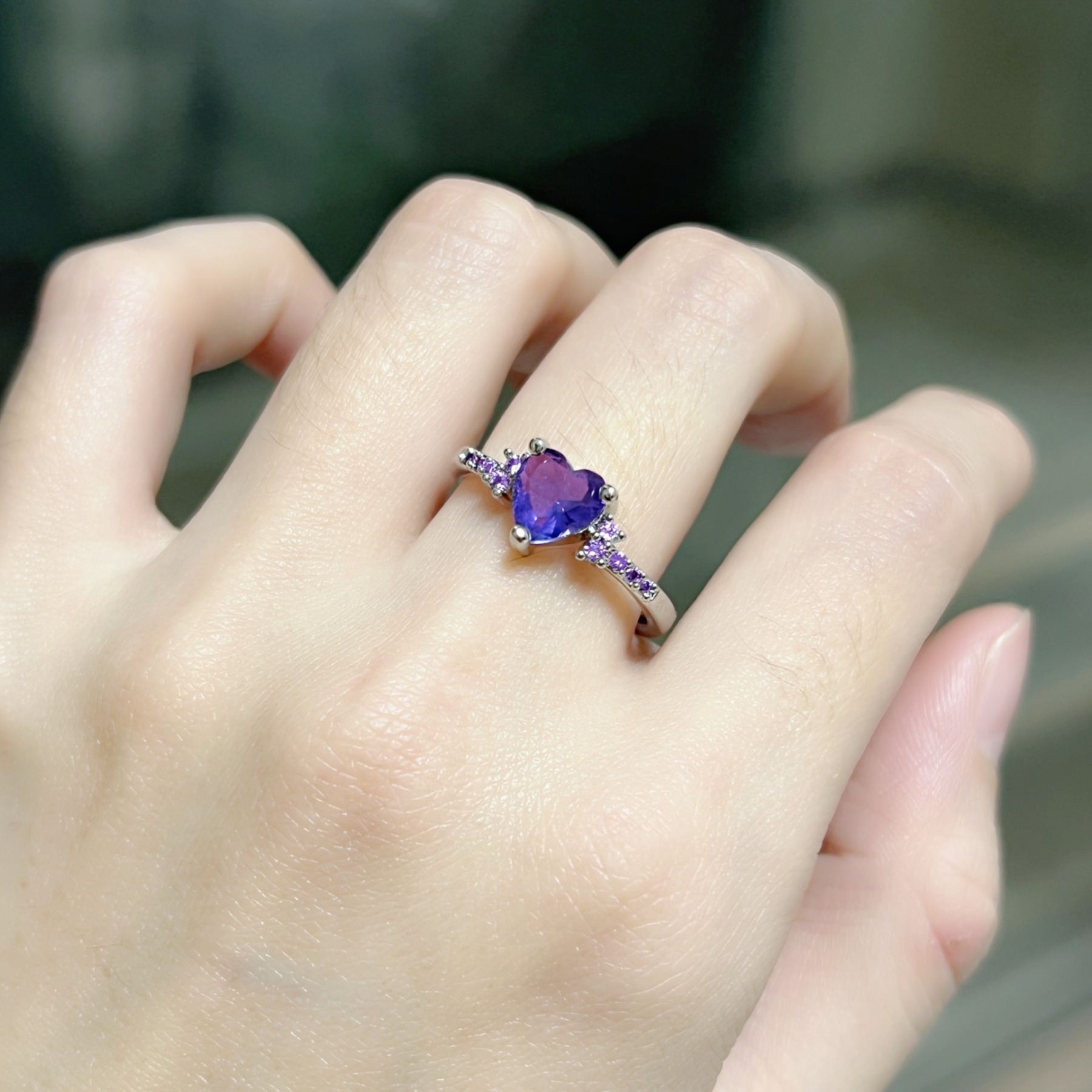 Heart of Color S925 Sterling Silver Heart Gemstone Ring