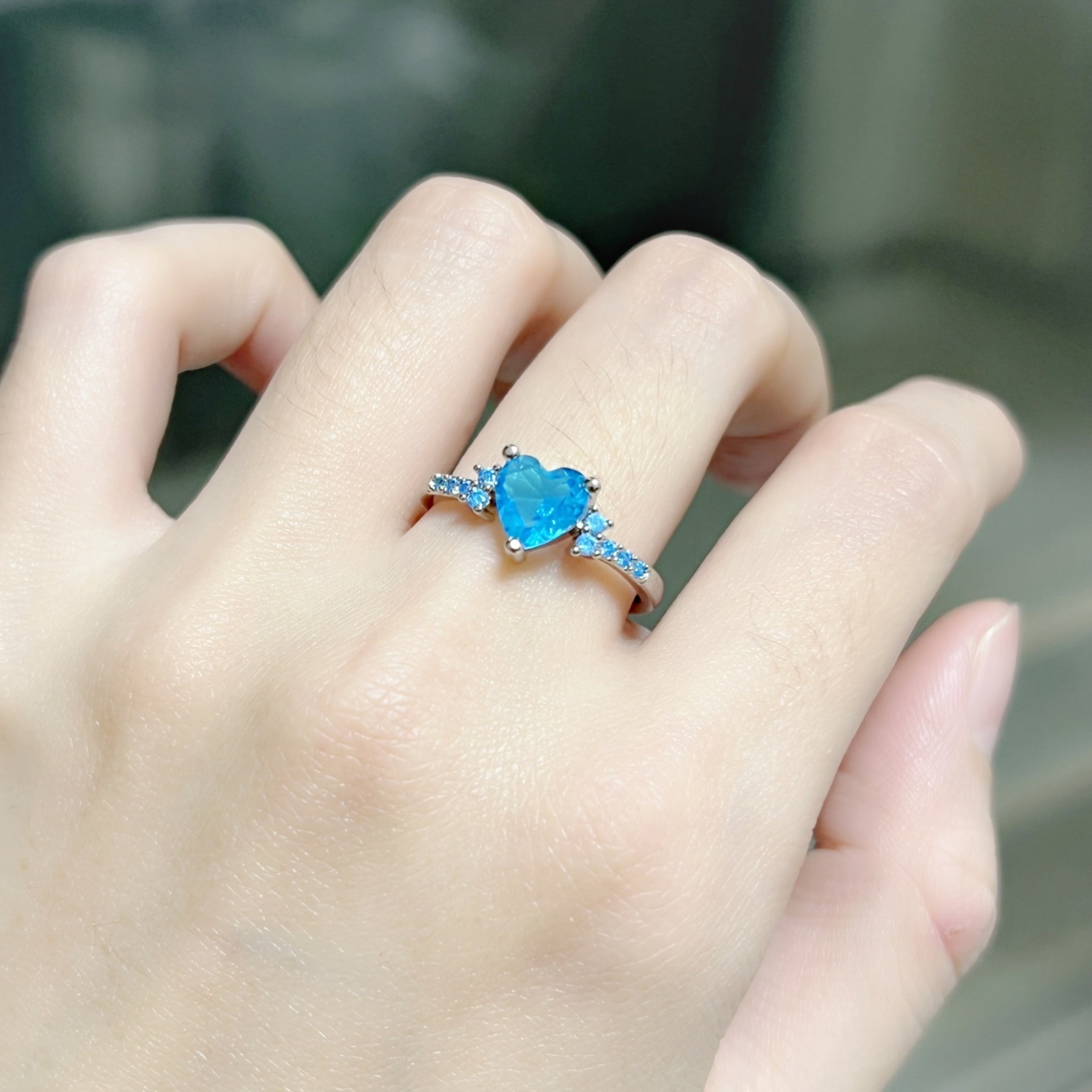 Heart of Color S925 Sterling Silver Heart Gemstone Ring