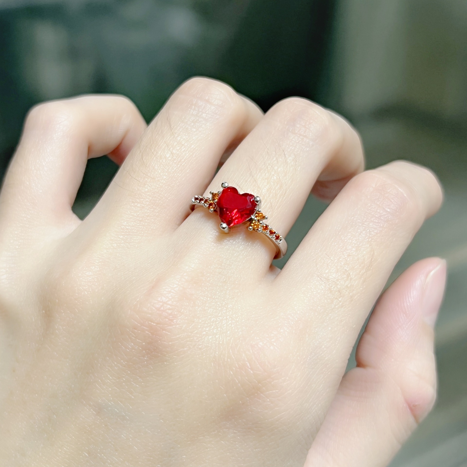 Heart of Color S925 Sterling Silver Heart Gemstone Ring