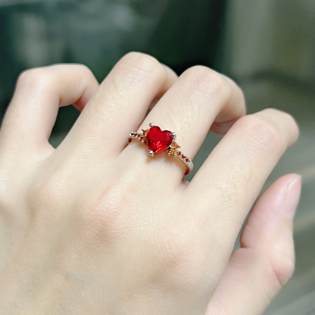 Heart of Color S925 Sterling Silver Heart Gemstone Ring