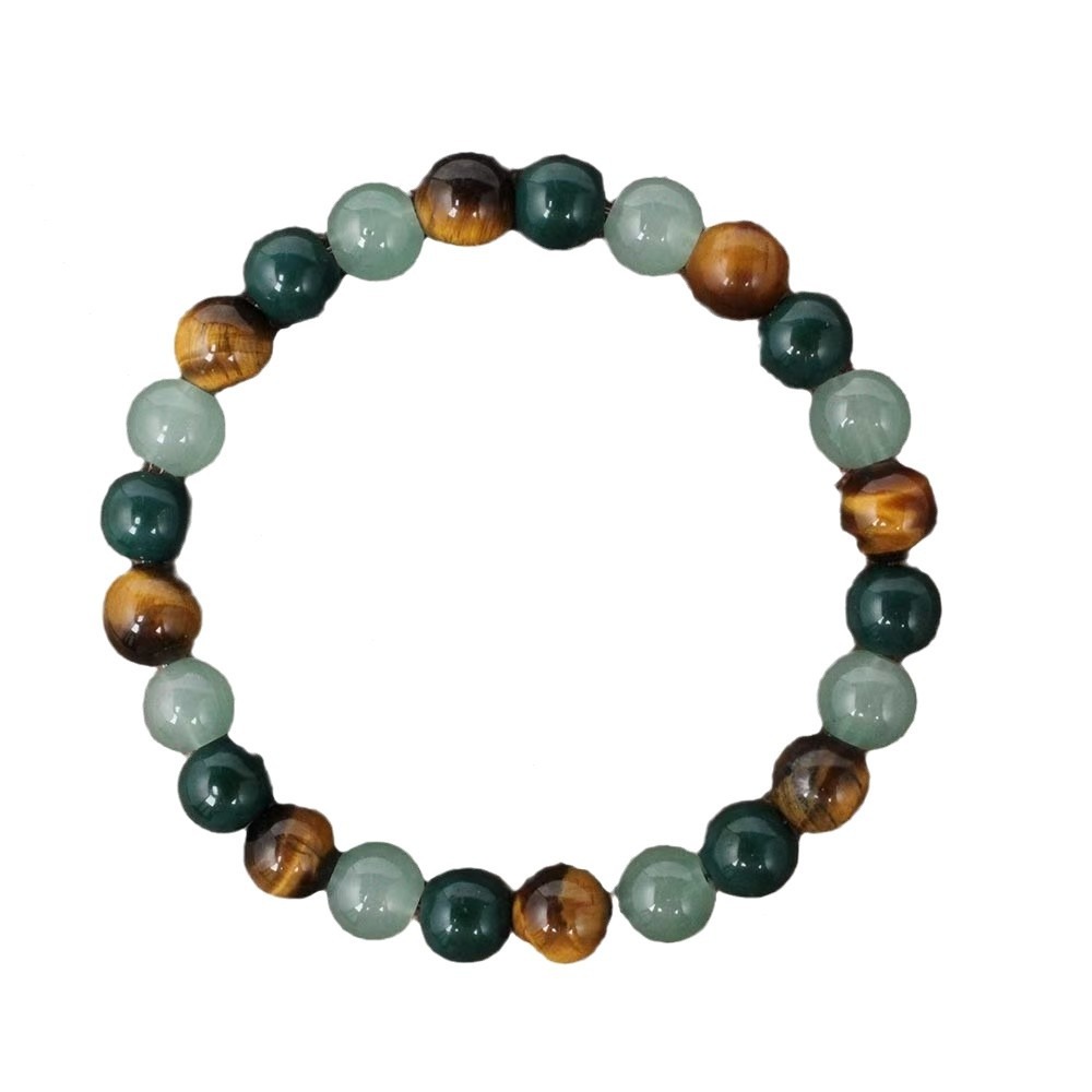 Career Success Energy Crystal Bracelet - Natural Tiger's Eye & Green Aventurine Beaded Bracelet