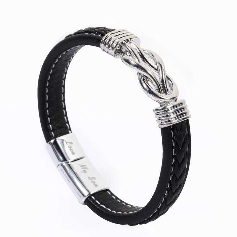 Magnetic Engraved Leather Bracelet Custom Greeting Card Gift