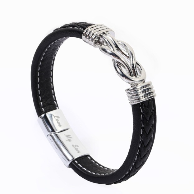 Magnetic Engraved Leather Bracelet Custom Greeting Card Gift