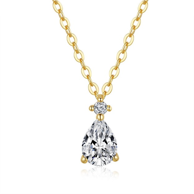 Gilded Teardrop S925 Silver Moissanite Necklace