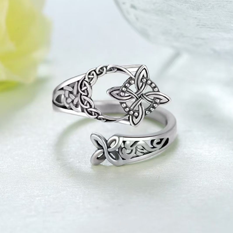Witch’s Knot S925 Silver Celtic Knot Protection Ring｜Hollowed Tangled Mystic Guardian