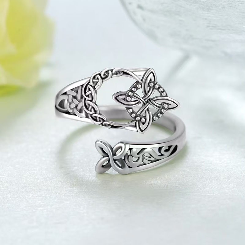 Witch’s Knot S925 Silver Celtic Knot Protection Ring｜Hollowed Tangled Mystic Guardian