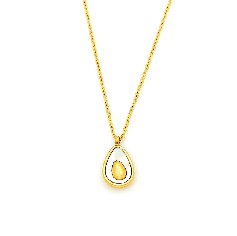 Avocado Glow Gold-White Contrast Avocado Pendant Necklace｜Light Sweet Texture for Daily Neck Accent