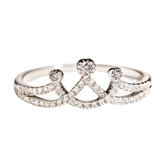 Crown Starburst Sterling Silver Diamond Open Ring（Free shipping on orders of two or more items）