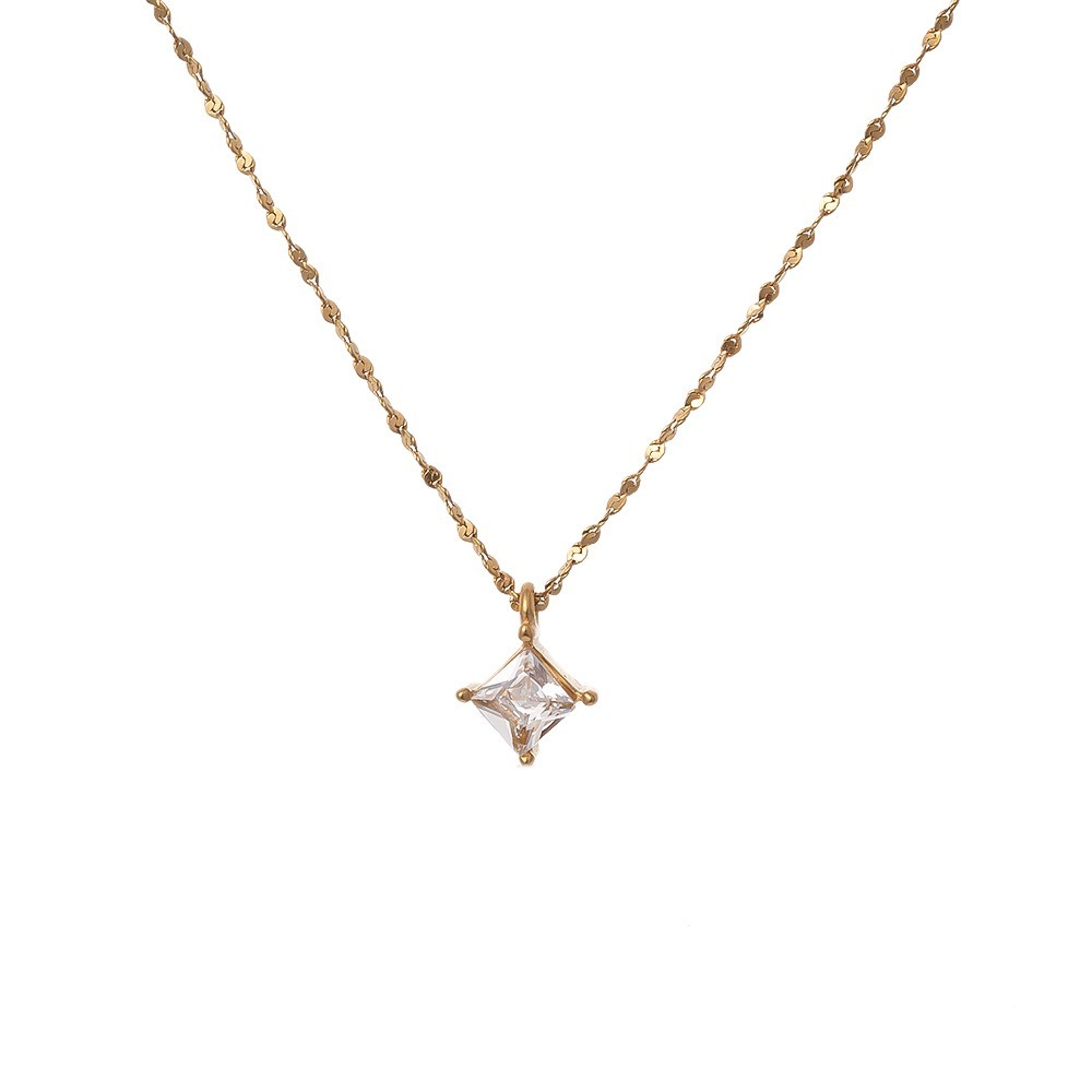 Square Diamond Starburst 18K Gold Double-Layer Square Diamond Necklace（Free shipping on orders of two or more items）