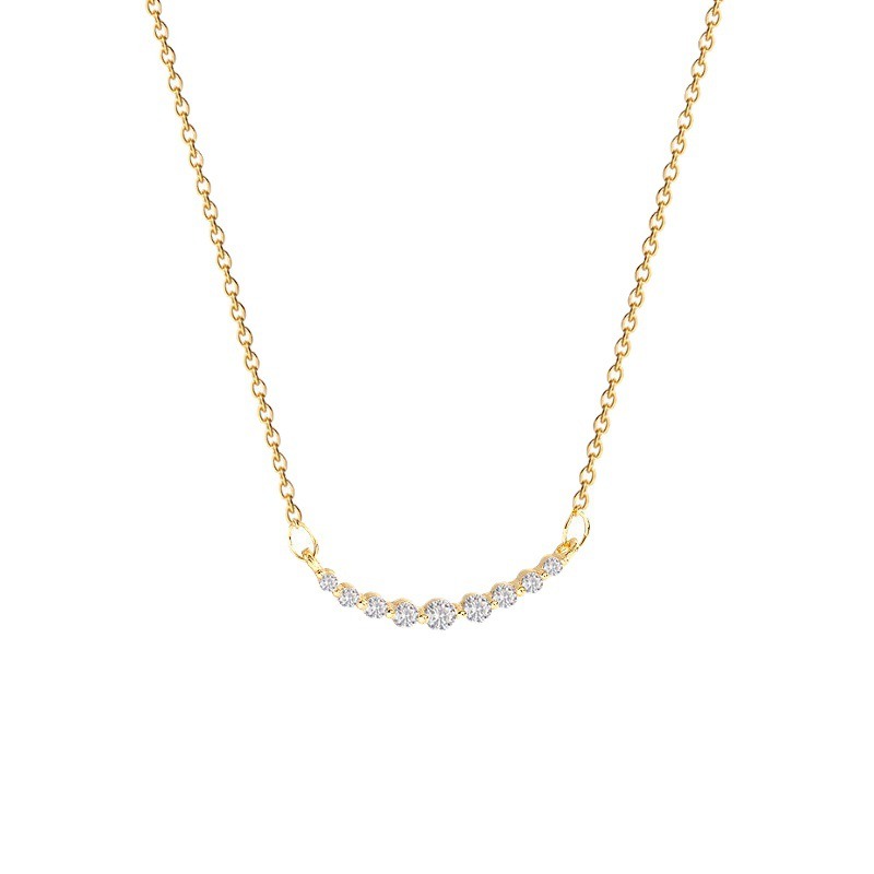 Arc Glow Delicate Necklace Gold/Silver Curved Diamond Paved Necklace（Free shipping on orders of two or more items）