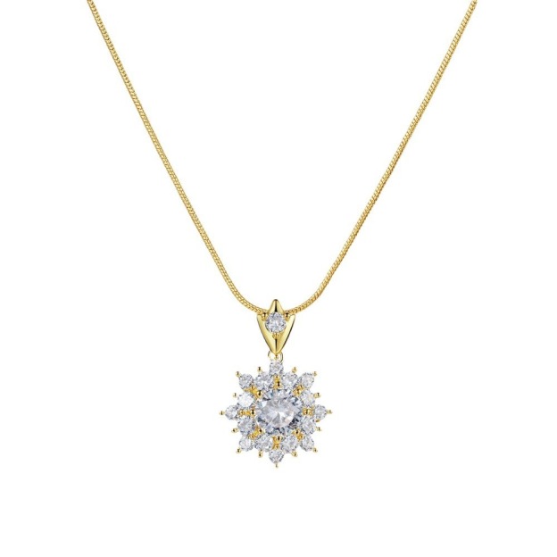 Blossom Starburst 18K Gold Floral Diamond Pendant Necklace