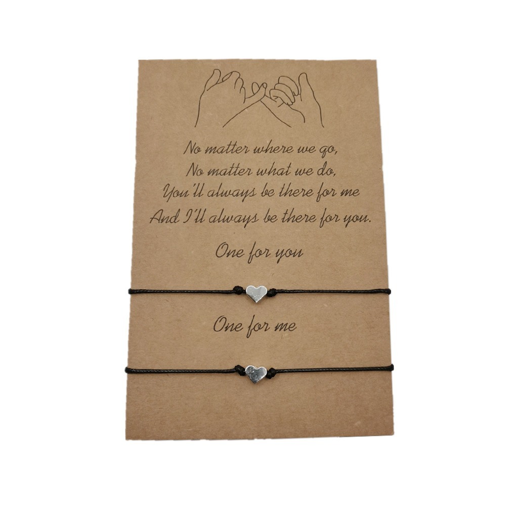 Heart String Bonding Heart Red & Black Cord Couple Bracelet Eternal Companionship on Your Wrist