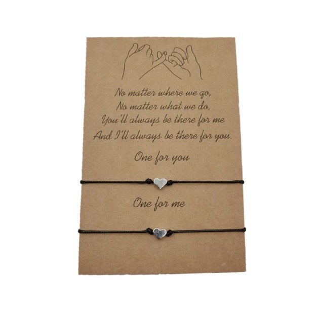 Heart String Bonding Heart Red & Black Cord Couple Bracelet Eternal Companionship on Your Wrist