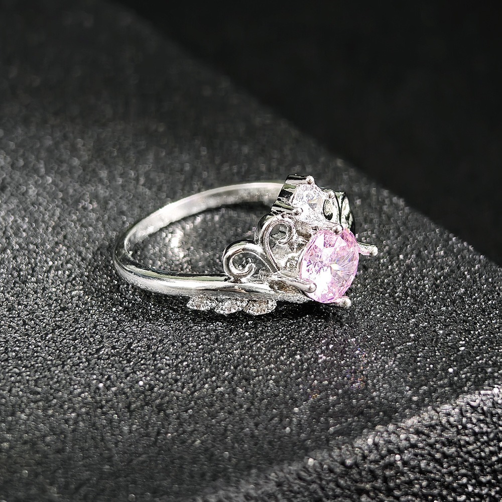 Pink Diamond Coronation S925 Sterling Silver Crown Ring