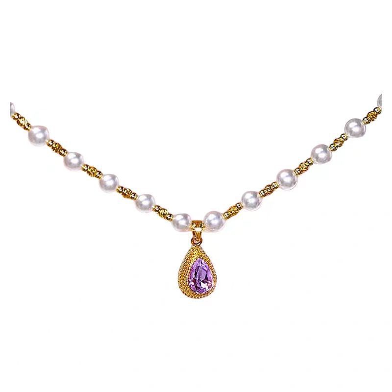 Amethyst Teardrop 18K Gold 2-in-1 Convertible Necklace