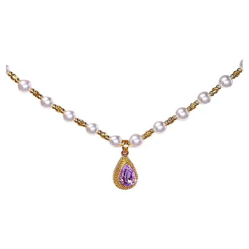 Amethyst Teardrop 18K Gold 2-in-1 Convertible Necklace