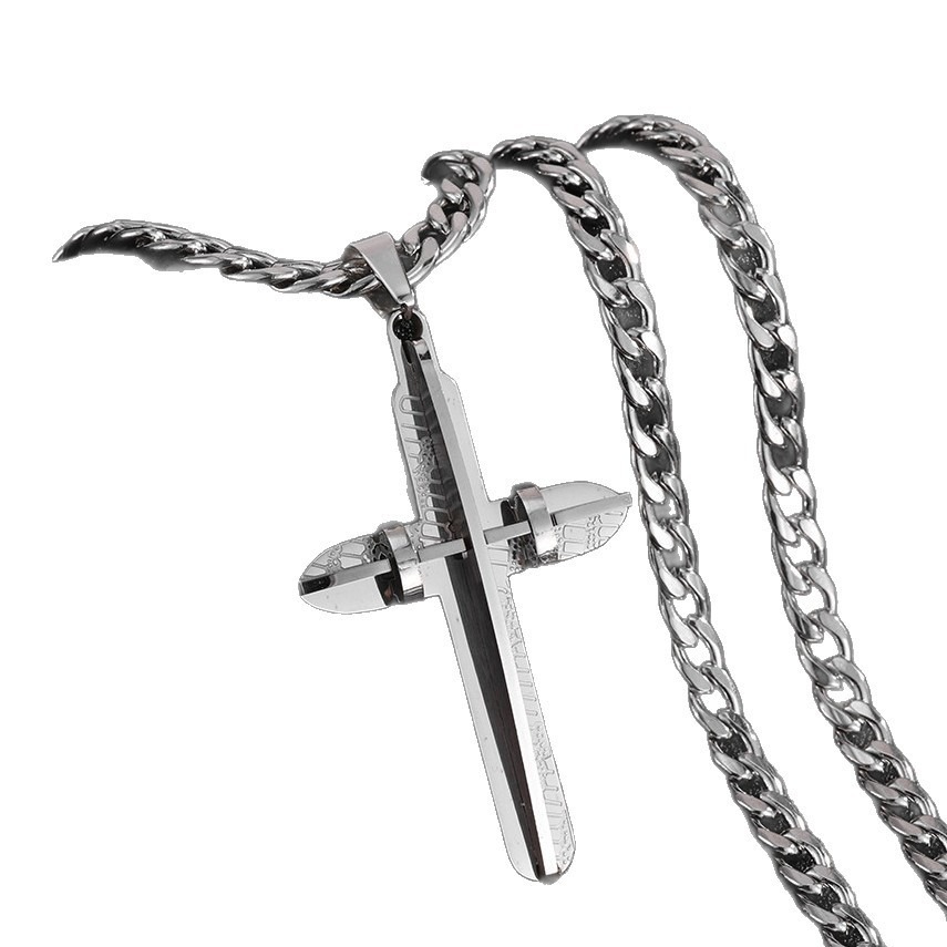 Covenant of Faith Stainless Steel Gold/Silver Cross Cuban Link Necklace Strength Protection at Your Neck