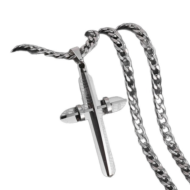 Covenant of Faith Stainless Steel Gold/Silver Cross Cuban Link Necklace Strength Protection at Your Neck