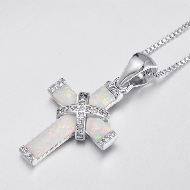 Sacred Opal Crystal Cross Necklace