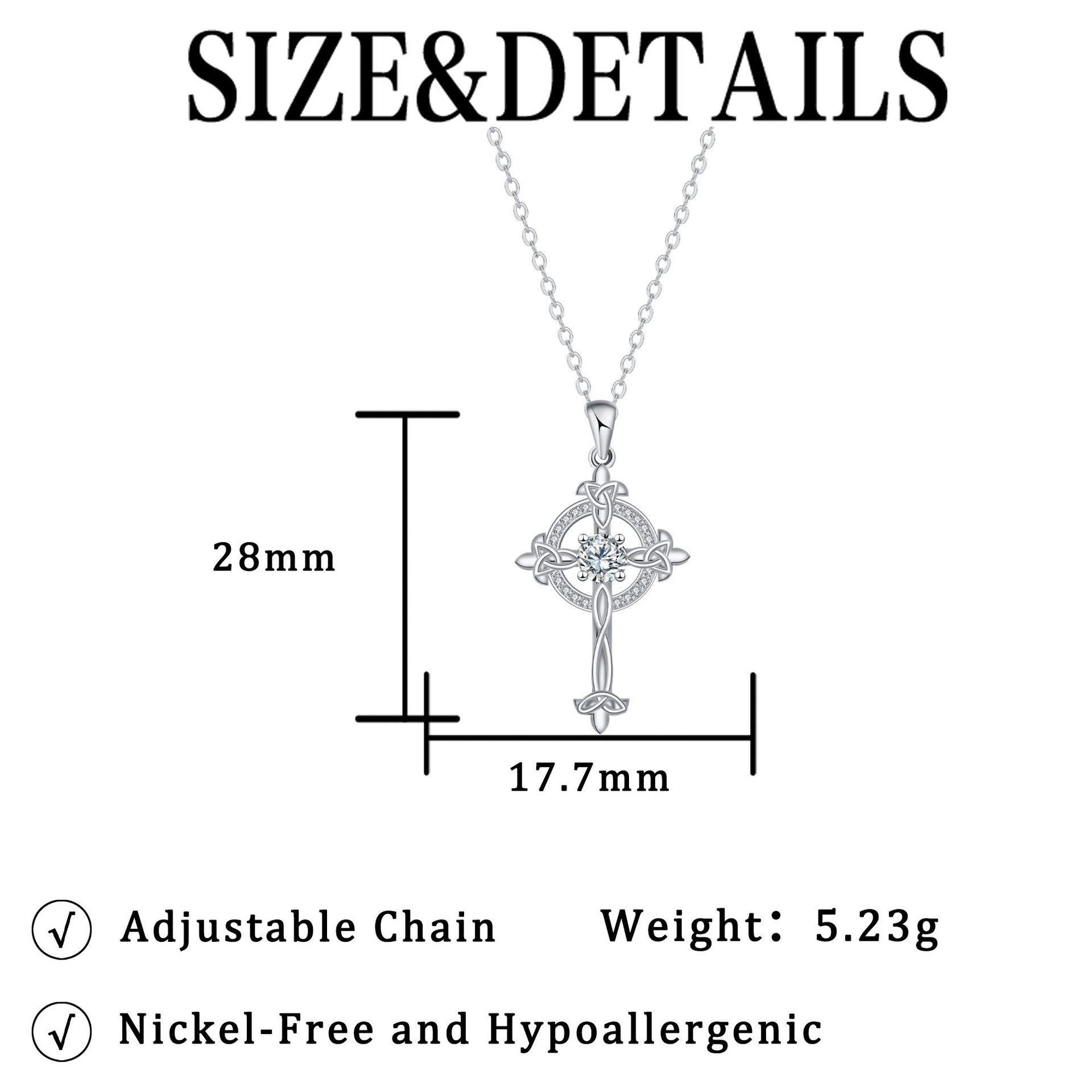 Celtic Sacred Ring S925 Sterling Silver Crystal Cross Necklace