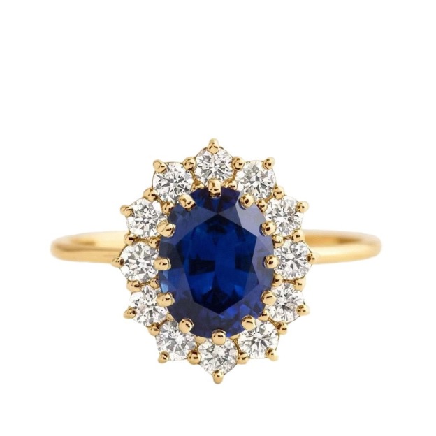  Light Luxury Sapphire Full-Diamond Ring - Gold Women's Engagement Proposal Band