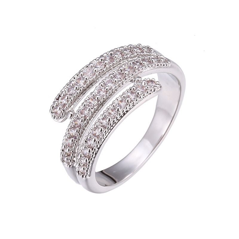 Stellar Layer S925 Sterling Silver Triple Pave Diamond Ring