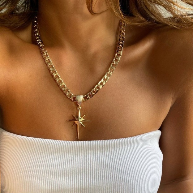 Starlight Guidance Two-Tone Cuban Link Starburst Necklace