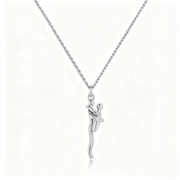 Eternal Embrace Two-Tone Hug Motif Mother's Day Necklace